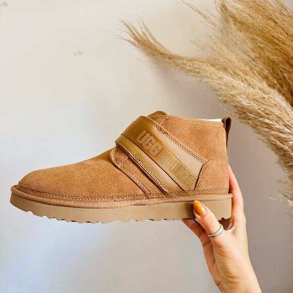 NEW UGG Brown Tan Suede Fur Lined Neumal Boot Slip On Chukka Ankle Booties  9 main image 8
